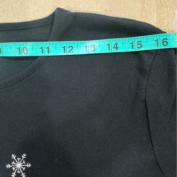 Embroidered Christmas Cats Large Black Long Sleeve Shirt - Picture 6 of 13